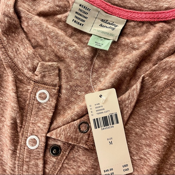 Anthropologie Agatha Cozy Terra Cotta Henley Top NWOT - Picture 6 of 6